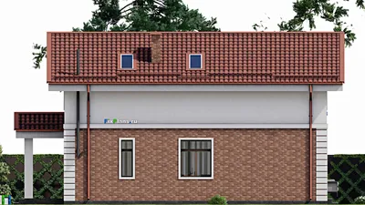 Проект дома с мансардой 9 на 15, площадью 160 м² с 3 спальнями — фасад 5