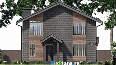 Проект дома с мансардой 11 на 11, площадью 180 м² с террасой и 6 спальнями — фасад 3