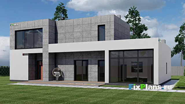 Проект двухэтажного дома 19 на 21, площадью 550 м² с террасой, балконом, баней, бассейном, спортзалом и 4 спальнями