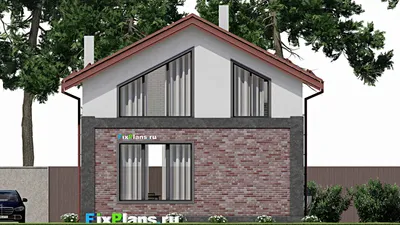 Проект дома с мансардой 9 на 13, площадью 150 м² с 1 спальнями — фасад 4