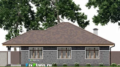Проект одноэтажного дома 15 на 16, площадью 160 м² с террасой и 3 спальнями (F-9350) — фасад 6