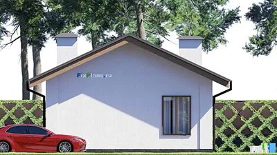 Проект одноэтажного дома 8 на 14, площадью 80 м² с террасой и 2 спальнями — фасад 5