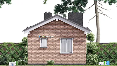 Проект бани 7 на 9, площадью 40 м² с терассой и санузлом — фасад 5