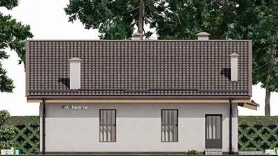 Проект одноэтажного дома 13 на 13, площадью 150 м² с террасой и 3 спальнями — фасад 4