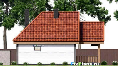 Проект бани 8 на 12, площадью 110 м² с комнатой отдыха, терассой, мансардой, санузлом и спальней — фасад 6