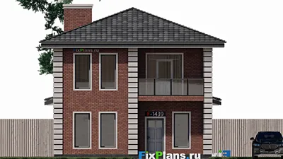 Проект двухэтажного дома 10 на 15, площадью 180 м² с террасой, балконом и 3 спальнями — фасад 3