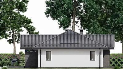 Проект одноэтажного дома 14 на 15, площадью 160 м² с террасой и 3 спальнями (F-2744) — фасад 4