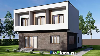 Проект двухэтажного дома 12 на 13, площадью 160 м² с балконом и 4 спальнями — фасад 2