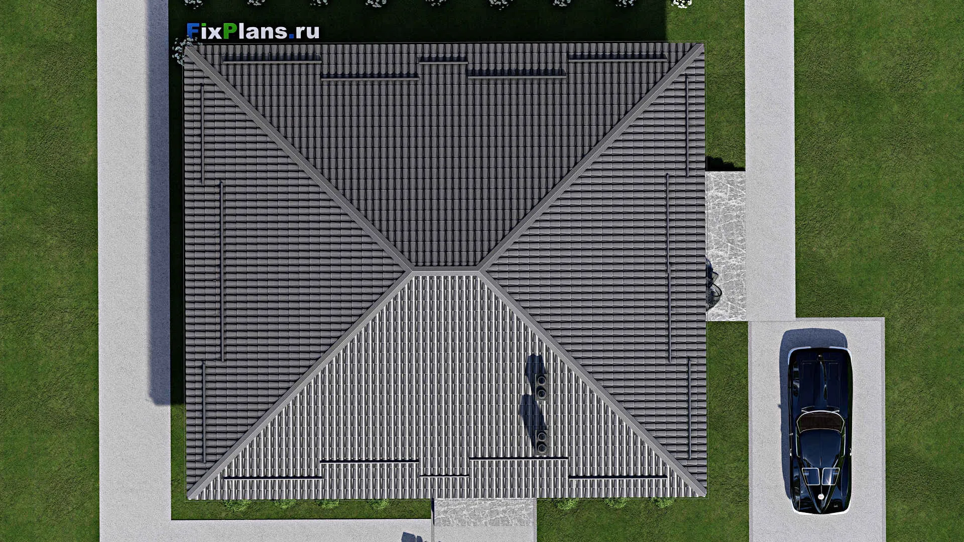 F-3185 - Проект одноэтажного дома 13 на 15, площадью 140 м² с 4 спальнями