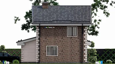 Проект двухэтажного дома 11 на 16, площадью 170 м² с гаражом на 2 машины и 4 спальнями — фасад 5