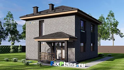 Проект двухэтажного дома 9 на 13, площадью 150 м² с террасой, балконом и 3 спальнями — фасад 2