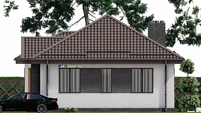 Проект одноэтажного дома 10 на 12, площадью 90 м² с 3 спальнями — фасад 5