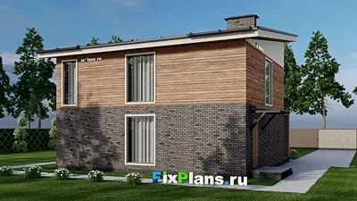 Проект двухэтажного дома 12 на 15, площадью 220 м² с террасой, балконом и 4 спальнями — фасад 2