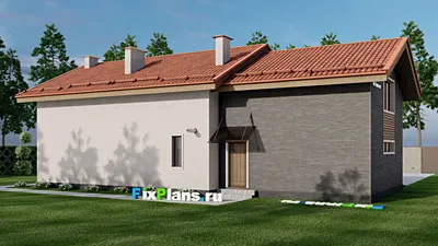 Проект дома с мансардой 12 на 19, площадью 250 м² с гаражом на 2 машины и 5 спальнями — фасад 2