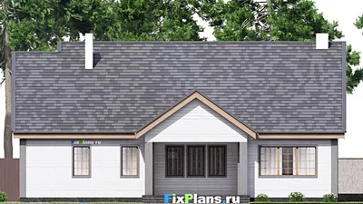 Проект одноэтажного дома 17 на 21, площадью 500 м² с террасой, гаражом на 2 машины и 3 спальнями — фасад 6