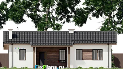 Проект одноэтажного дома 10 на 14, площадью 140 м² с террасой и 3 спальнями (F-4544) — фасад 3