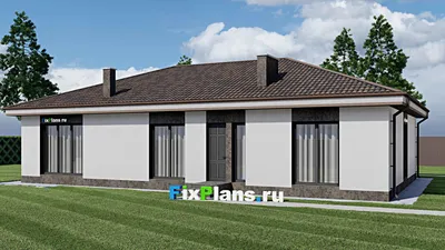 Проект одноэтажного дома 12 на 18, площадью 170 м² с 5 спальнями — фасад 2