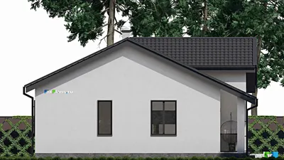 Проект одноэтажного дома 12 на 15, площадью 130 м² с террасой и 3 спальнями — фасад 4