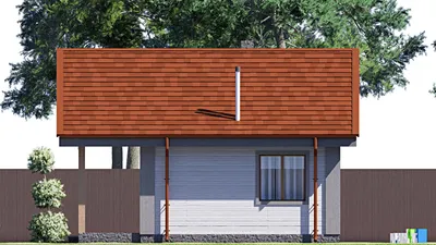 Проект бани 9 на 11, площадью 70 м² с терассой и санузлом — фасад 5