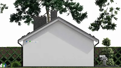Проект одноэтажного дома 9 на 18, площадью 110 м² с 3 спальнями — фасад 5