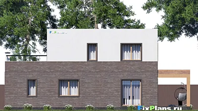 Проект двухэтажного дома 10 на 17, площадью 160 м² с террасой, гаражом на 1 машину и 3 спальнями — фасад 6