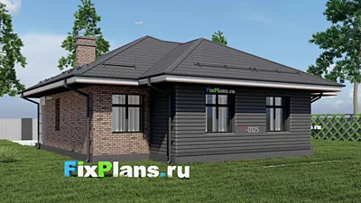 Проект одноэтажного дома 13 на 15, площадью 140 м² с террасой и 3 спальнями (F-0125) — фасад 2