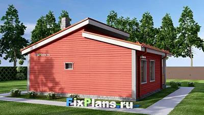 Проект бани 10 на 11, площадью 90 м² с комнатой отдыха, терассой и санузлом — фасад 2