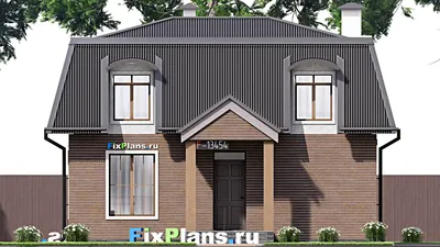 Проект дома с мансардой 8 на 9, площадью 90 м² с 2 спальнями — фасад 3