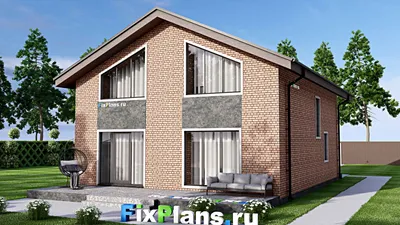 Проект дома с мансардой 10 на 17, площадью 220 м² с террасой и 5 спальнями — фасад 2