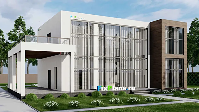 Проект двухэтажного дома 21 на 22, площадью 450 м² с террасой, баней, гаражом на 2 машины и 3 спальнями