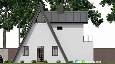 Проект дома с мансардой 13 на 13, площадью 200 м² с террасой, балконом и 3 спальнями — фасад 6