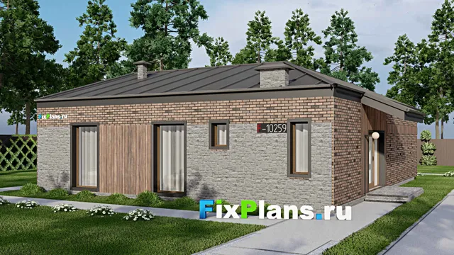 Проект одноэтажного дома 14 на 15, площадью 150 м² с террасой и 3 спальнями