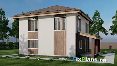 Проект двухэтажного дома 12 на 14, площадью 200 м² с террасой и 4 спальнями — фасад 2
