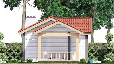 Проект бани 8 на 10, площадью 60 м² с комнатой отдыха — фасад 4