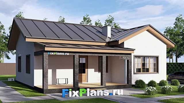 Проект одноэтажного дома 12 на 13, площадью 120 м² с террасой и 3 спальнями