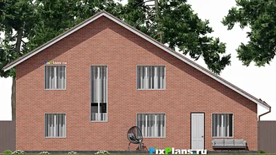 Проект дома с мансардой 12 на 17, площадью 280 м² с террасой, балконом, гаражом на 1 машину и 4 спальнями — фасад 6