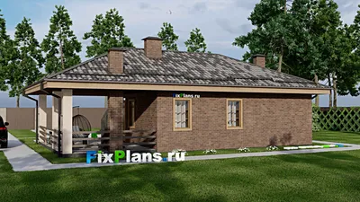 Проект бани 9 на 15, площадью 100 м² с терассой и 2 санузлами — фасад 2