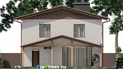 Проект дома с мансардой 11 на 13, площадью 180 м² с террасой и 4 спальнями — фасад 3