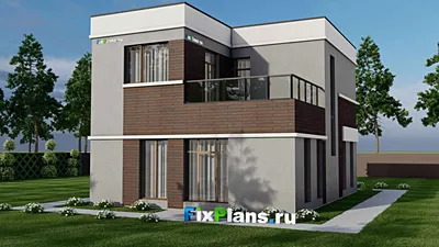 Проект двухэтажного дома 10 на 13, площадью 200 м² с террасой и 4 спальнями — фасад 2