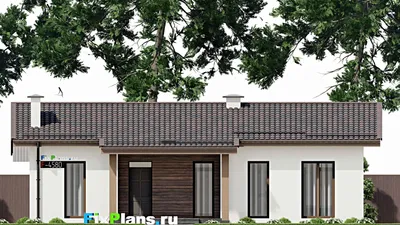 Проект одноэтажного дома 10 на 14, площадью 140 м² с террасой и 3 спальнями (F-4580) — фасад 3