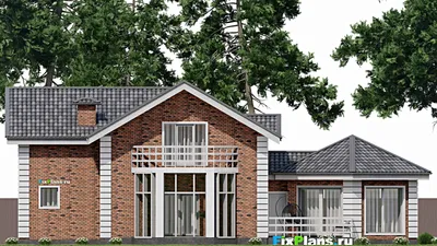 Проект дома с мансардой 15 на 20, площадью 240 м² с террасой, балконом и 3 спальнями — фасад 6