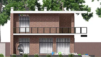 Проект двухэтажного дома 13 на 19, площадью 400 м² с террасой, балконом и 5 спальнями — фасад 6