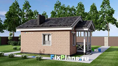 Проект бани 7 на 9, площадью 40 м² с терассой и санузлом — фасад 2
