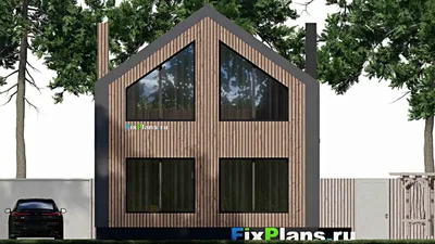 Проект дома с мансардой 8 на 18, площадью 230 м² с террасой, балконом и 4 спальнями — фасад 4