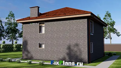 Проект двухэтажного дома 12 на 14, площадью 200 м² с террасой, балконом и 4 спальнями — фасад 2