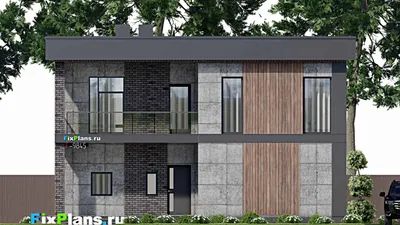 Проект двухэтажного дома 13 на 19, площадью 550 м² с террасой, балконом, баней, бассейном и 8 спальнями — фасад 3