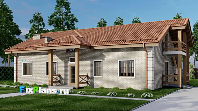 Проект дома с мансардой 16 на 19, площадью 260 м² с террасой и 5 спальнями