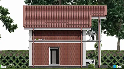 Проект дома с мансардой 8 на 11, площадью 120 м² с балконом и 3 спальнями — фасад 4