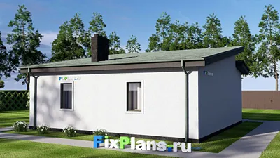 Проект одноэтажного дома 10 на 11, площадью 90 м² с 1 спальнями — фасад 2