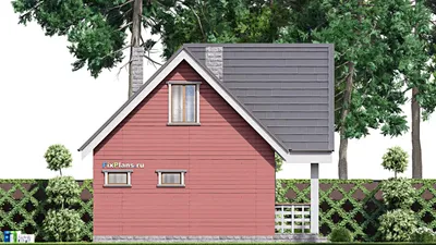 Проект бани 8 на 9, площадью 90 м² с комнатой отдыха, мансардой, санузлом и спальней — фасад 4